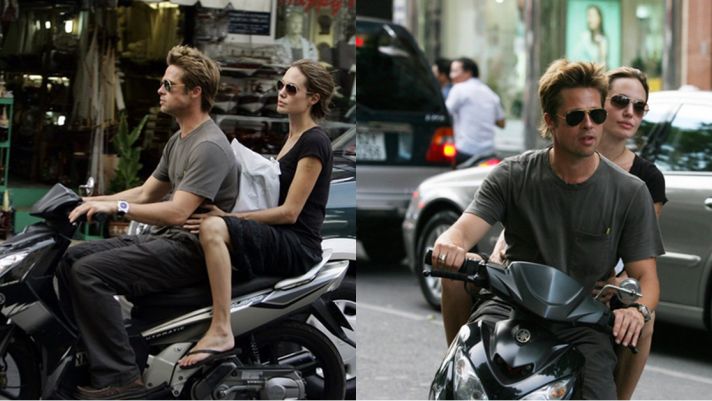 Hình ảnh Angelina Jolie – Brad Pitt đến Việt Nam du hí, tự lái xe máy vi vu khắp Sài Gòn bị 'đào mộ'