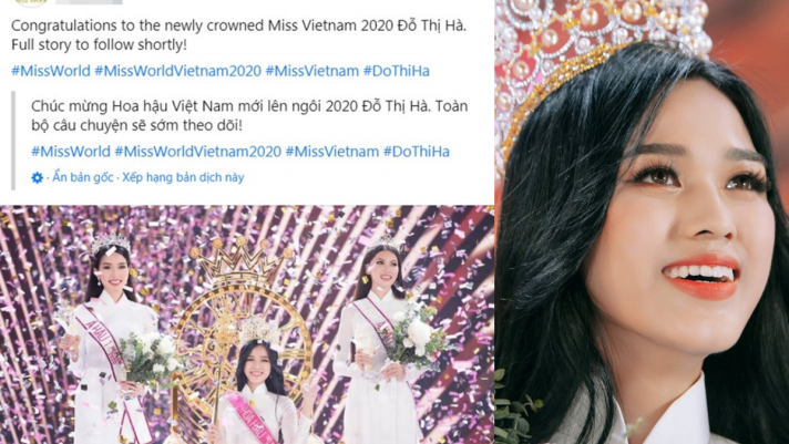 Vừa đăng quang Hoa hậu Việt Nam 2020, Đỗ Thị Hà đã nhận được 'tin vui' từ Fanpage Miss World