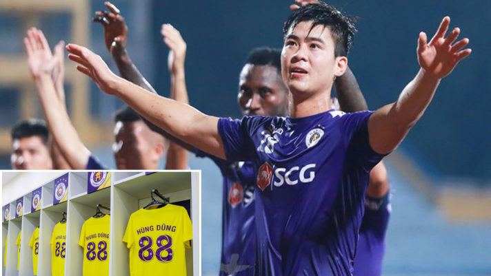 Hùng Dũng bất ngờ xuất hiện trong phòng thay đồ Hà Nội FC trước vòng 6 V-League 2021