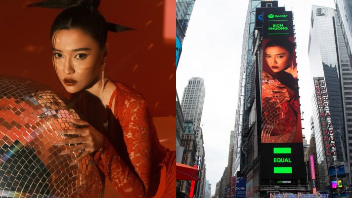 Ca sĩ Bích Phương xuất hiện tại quảng trường Thời Đại cùng Spotify