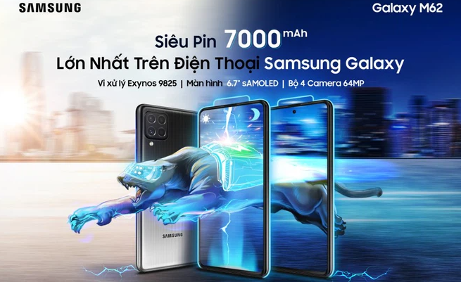 Samsung ra mắt Galaxy M62: Màn hình Super AMOLED, Pin 7000 mAh, giá 9,9 triệu đồng
