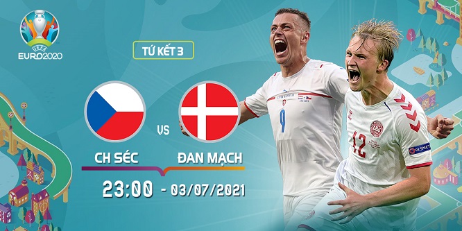 Link  xem trực tiếp bóng đá CH Séc vs Đan Mạch - vòng tứ kết Euro 2021: Link VTV6 HD chuẩn nhất