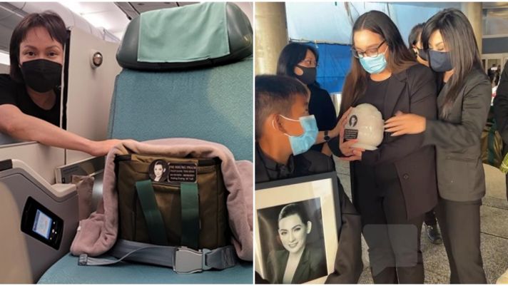 Con gái cố ca sĩ Phi Nhung ôm chầm Việt Hương, khóc nấc khi ôm tro cốt của mẹ tại sân bay