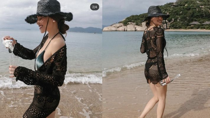 Bắt trọn cảnh Hồ Ngọc Hà diện bikini nóng bỏng trên bãi biển, để lộ vòng 1 ngoại cỡ gây chú ý