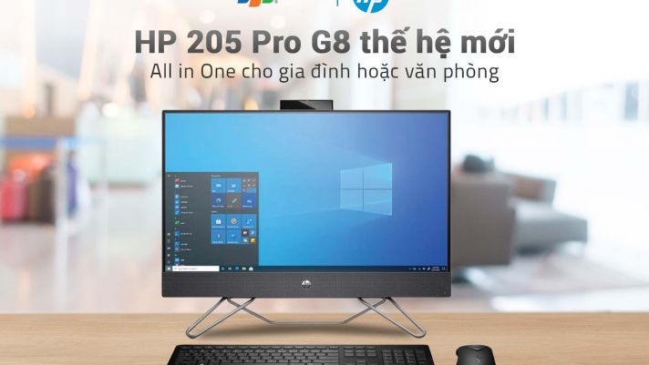 HP 205 Pro G8 AiO, máy tính tích hợp màn hình với chi phí hợp lý dành cho doanh nghiệp