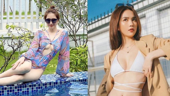 Lấn át Ngọc Trinh, Hòa Minzy khoe vòng 1 nóng bỏng khi diện bikini ướt át tại bể bơi