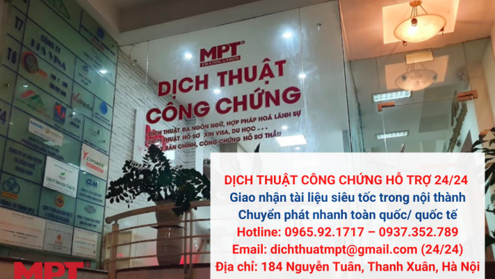 Văn Phòng Dịch Thuật Công Chứng Lấy Ngay trong ngày MPT