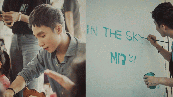 Fan thích thú khi Sơn Tùng cùng ê kíp vẽ loạt tranh tường ở trường tiểu học