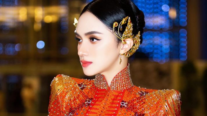Hương Giang tỏa sáng khi diện áo dài cam rực rỡ, làm khách mời VIP của Đại Sứ Quán Việt Nam tại Thái