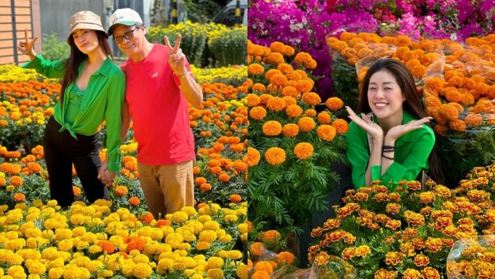 Đi chợ hoa cùng bố, HH Khánh Vân chiếm trọn 'spotlight' nhờ 1 chi tiết dù ăn mặc vô cùng đơn giản