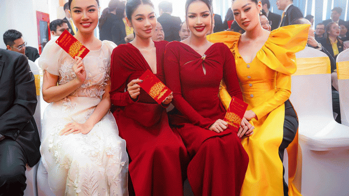 Hoa hậu Ngọc Châu diện váy đỏ thướt tha, tự tin đọ sắc bên Khánh Vân, Thảo Nhi và Thuỷ Tiên