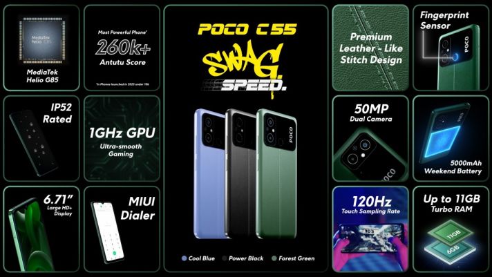 Poco C55 chính thức ra mắt, dùng chip Helio G85, camera 50 chấm