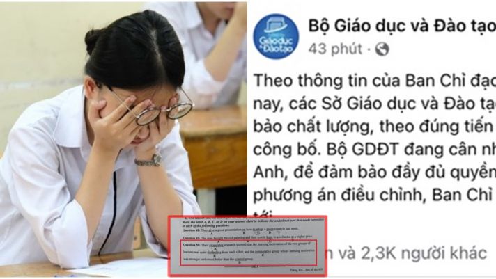 Tranh cãi câu hỏi tiếng Anh thi tốt nghiệp THPT có 2 đáp án đúng, Bộ GD&ĐT lên tiếng