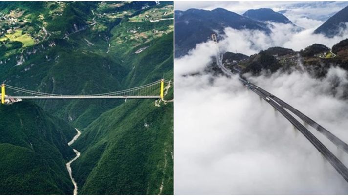 Cây cầu ‘trên mây’ khổng lồ của Trung Quốc: Được dùng tên lửa để xây dựng, vừa đi vừa ngắm mây