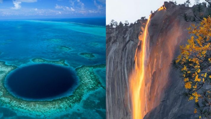 4 cảnh quan thiên nhiên kỳ lạ nhất thế giới: Thác nước đỏ rực như lửa, hố xanh giữa đại dương