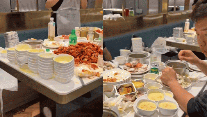 Netizen xôn xao về clip nhóm 7 người bạn ăn cùng lúc 300 con cua, 80 bát chè và loạt tôm hùm