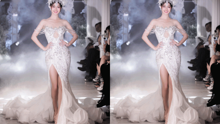 Á hậu Phương Nhi xuất hiện tựa thiên thần trong bộ váy cưới khiến netizen thích thú