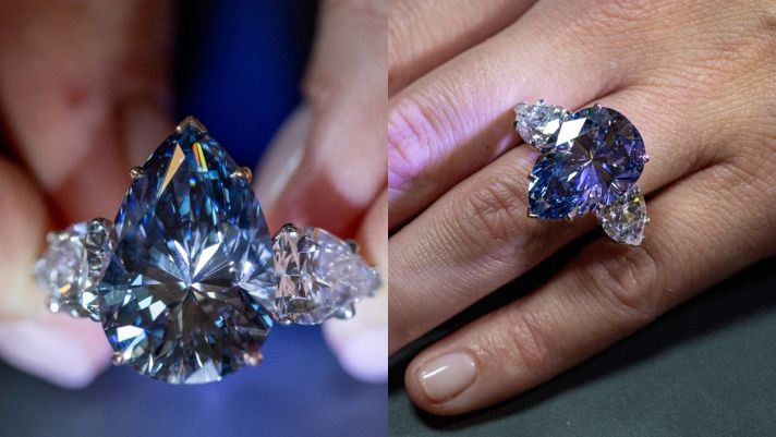 Cận cảnh viên kim cương xanh hiếm nhất thế giới vừa được bán giá hơn 1000 tỷ đồng