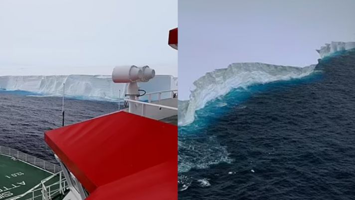 Cận cảnh tảng băng trôi lớn nhất thế giới được ghi lại trên camera, có kích thước gấp đôi Greater London