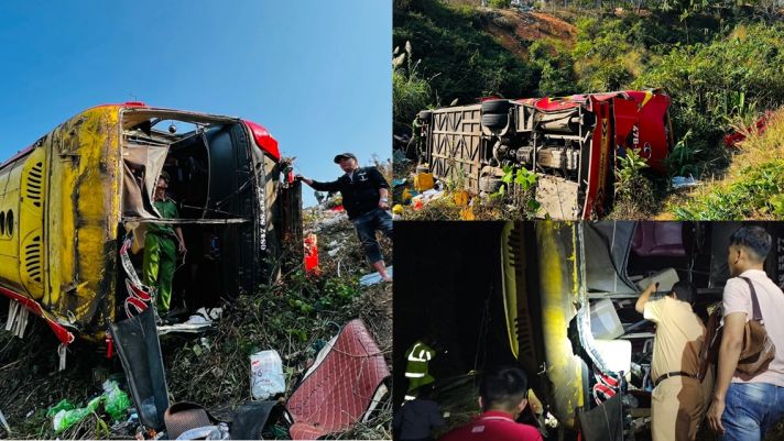 Kinh hoàng hiện trường vụ xe khách chở hơn 30 người lao xuống vực ở Kon Tum, đã rõ nguyên nhân tai nạn