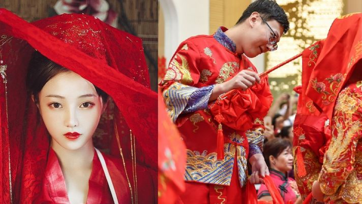 Nguồn gốc chiếc khăn đội đầu màu đỏ của tân nương thời phong kiến Trung Quốc 