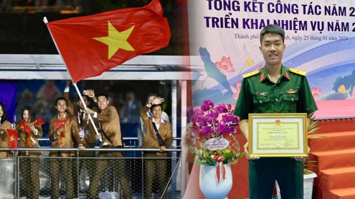 VĐV Việt Nam cầm cờ gây sốt tại Olympic 2024: Là trung úy quân đội, phong kiện tướng năm 23 tuổi