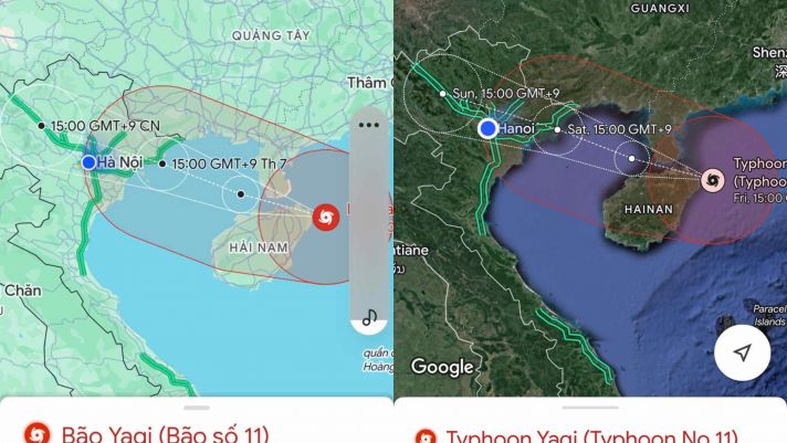Cập nhật hướng đi siêu bão Yagi, chia sẻ vị trí với Google Map trên cả iPhone và Android cực hữu ích