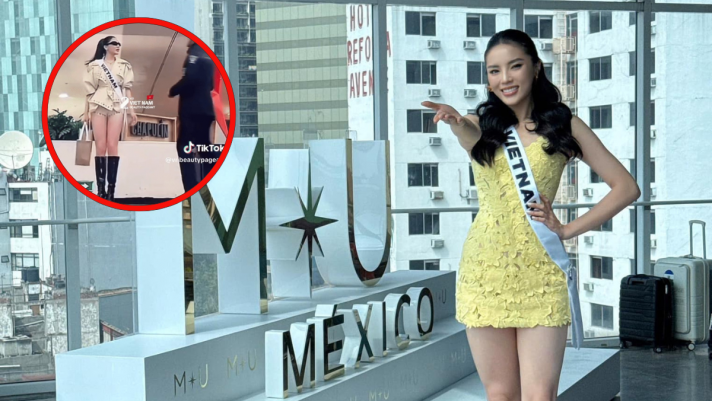 Phản ứng khó hiểu của Kỳ Duyên khi bị nhân viên an ninh ở Miss Universe nhắc nhở