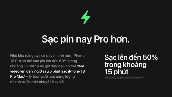 Pin iPhone 18 Pro Max lên đến 43 giờ, khoảng cách với iPhone 17 Pro Max lộ rõ