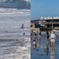 Bãi biển vừa xảy ra vụ 5 du khách bị sóng cuốn ở Ninh Bình: Nhiều người vẫn bất chấp tắm, đùa nghịch sát mép sóng