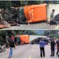 Hiện trường 'nát vụn' vụ xe container bất ngờ 'trượt dài' trên đèo Bảo Lộc, gây tai nạn liên hoàn