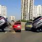 Hà Nội: Camera ghi lại khoảnh khắc ô tô con ‘leo’ lên đầu ô tô khác, gây tai nạn với 2 xe khác