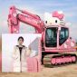 Nữ tài xế gây bão mạng với chiếc máy xúc Hello Kitty màu hồng, hé lộ câu chuyện làm nghề thú vị