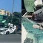 Hà Nội: Ô tô con bẹp dúm giữa xe ben và xe tải sau cú va chạm kinh hoàng, tài xế chỉ xây xước nhẹ