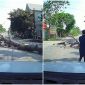 Clip cưa cây đổ đè trúng xe máy khiến người điều khiển ngã ra đường bất tỉnh