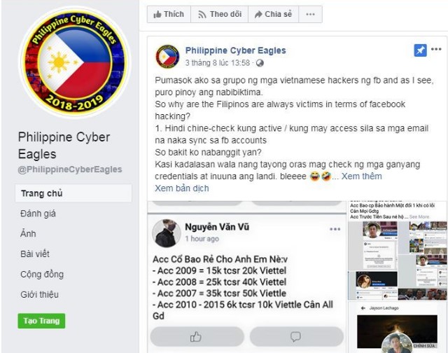 Hacker Philippines dọa đánh sập hàng loạt website Việt Nam vì bị rao bán nick Facebook